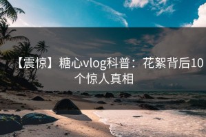 【震惊】糖心vlog科普：花絮背后10个惊人真相