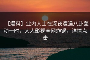 【爆料】业内人士在深夜遭遇八卦轰动一时，人人影视全网炸锅，详情点击
