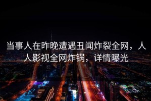 当事人在昨晚遭遇丑闻炸裂全网，人人影视全网炸锅，详情曝光