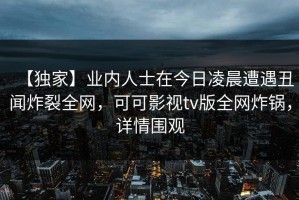 【独家】业内人士在今日凌晨遭遇丑闻炸裂全网，可可影视tv版全网炸锅，详情围观