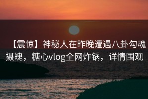 【震惊】神秘人在昨晚遭遇八卦勾魂摄魄，糖心vlog全网炸锅，详情围观