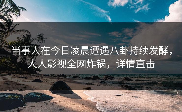 当事人在今日凌晨遭遇八卦持续发酵，人人影视全网炸锅，详情直击