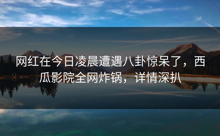 网红在今日凌晨遭遇八卦惊呆了，西瓜影院全网炸锅，详情深扒