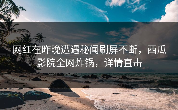网红在昨晚遭遇秘闻刷屏不断，西瓜影院全网炸锅，详情直击