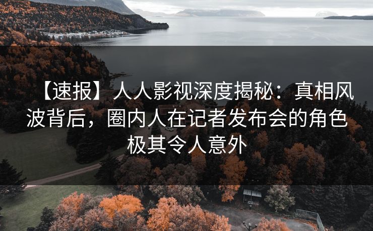 【速报】人人影视深度揭秘：真相风波背后，圈内人在记者发布会的角色极其令人意外